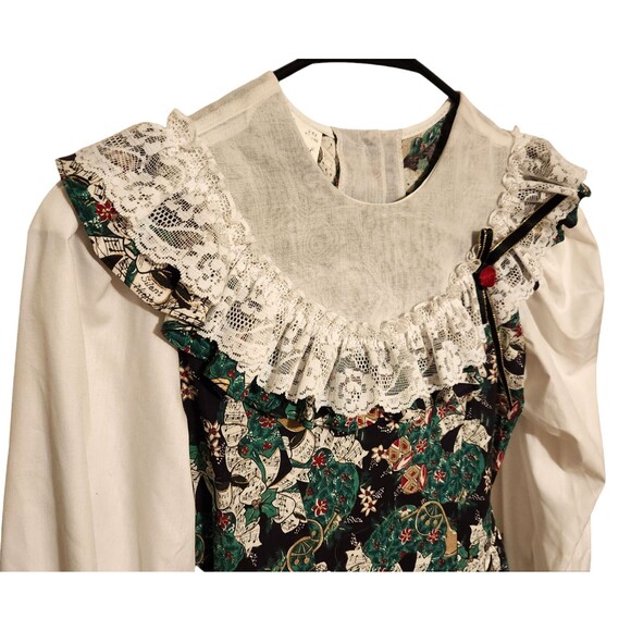 Mini World Dress Christmas Music Print Petticoat Lace Girls 14 Made in USA - Picture 2 of 9